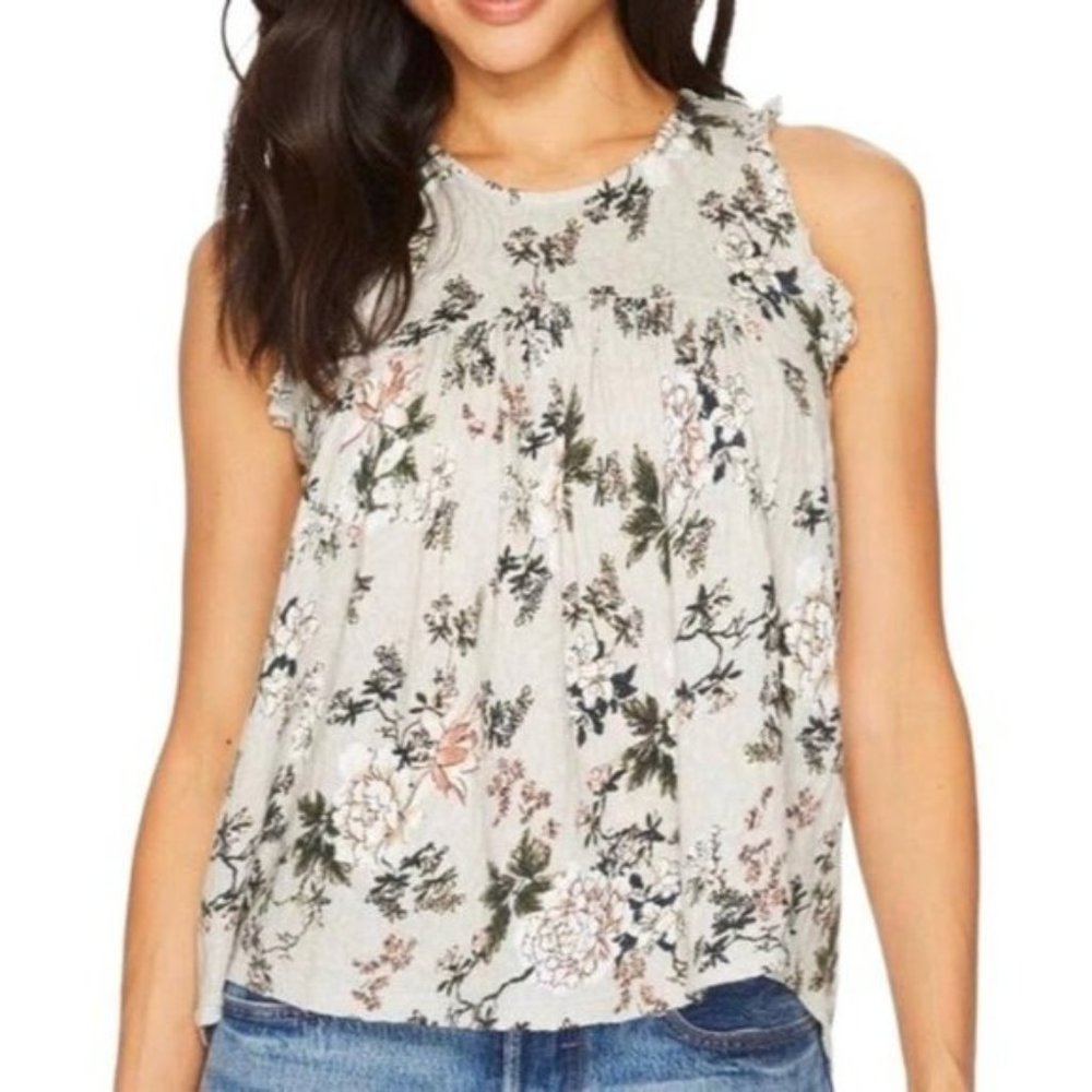 Lucky Brand Light Gray Floral Top